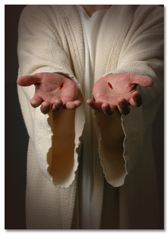 Photo of the scars on Jesus' hands.